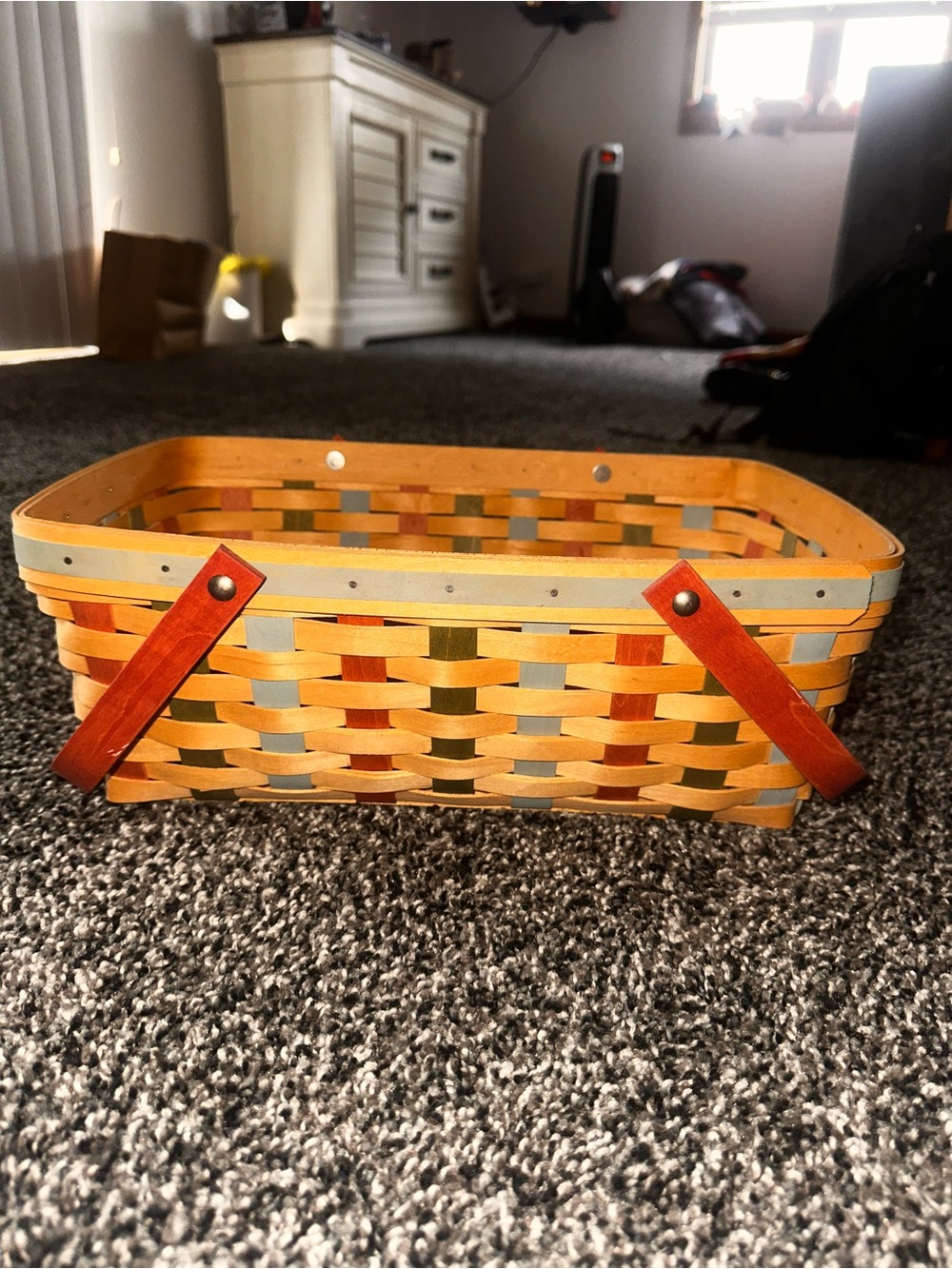 longaberger spring themed medium sized rectangular basket